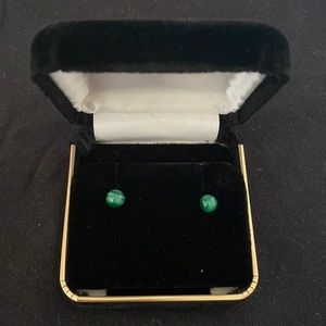Malachite 14kt yellow gold 6mm stud earrings